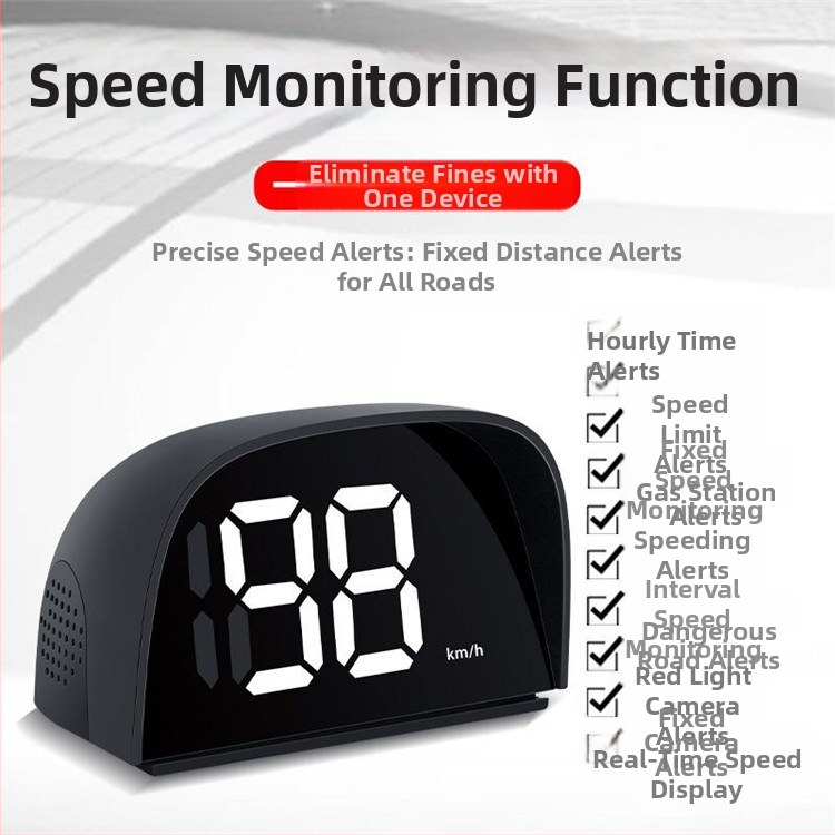 HUD radarės greičio matuoklis automobiliui - realaus laiko greičio rodymas, šviesoforų greičio matavimas, degalinių priminimas - Modelis Y01, USB maitinimas, 1.0 tikslumas, 24V