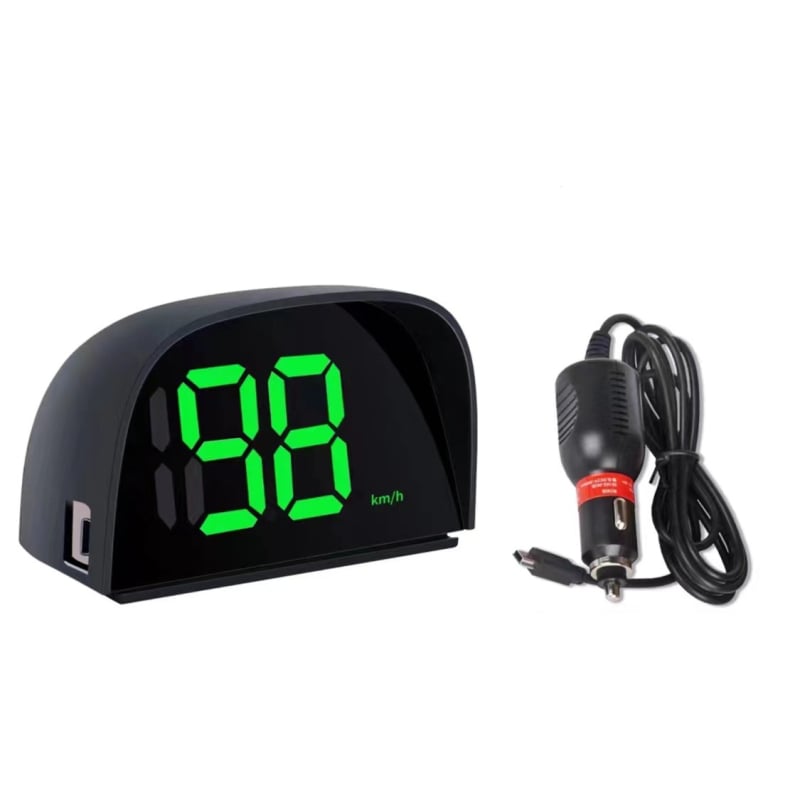 HUD радарен скоростомер за автомобил - реално време на скоростта, измерване на скорост при светлинни сигнали, напомняне за бензиностанция - Модел Y01, USB захранване, точност 1.0, 24V
