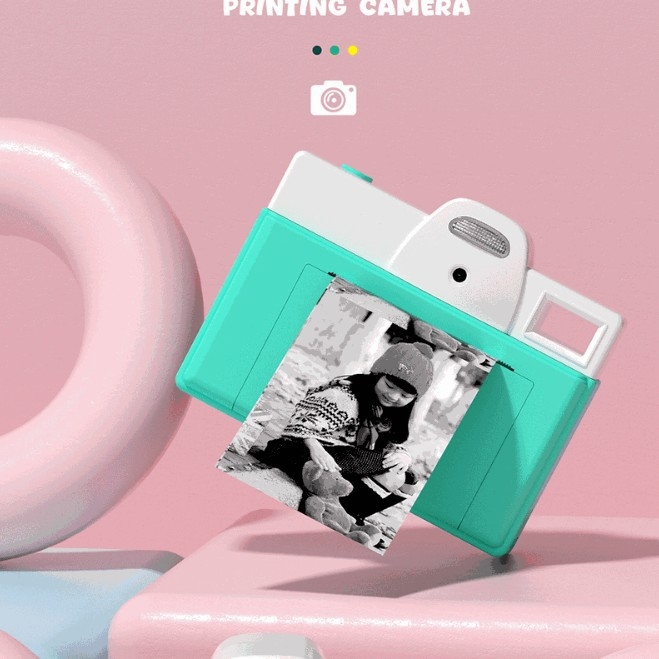 Laste digitaalne kaamera Polaroid-stiilis printimisega — mudel Q8, ABS-korpus, ilma LCD-ekraanita, aku tööiga 8 tundi, salvestus TF-kaardile