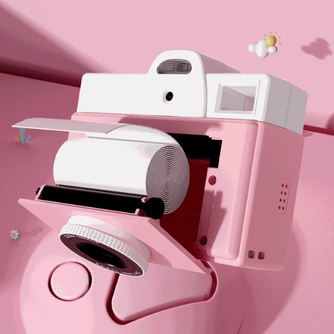 Laste digitaalne kaamera Polaroid-stiilis printimisega — mudel Q8, ABS-korpus, ilma LCD-ekraanita, aku tööiga 8 tundi, salvestus TF-kaardile
