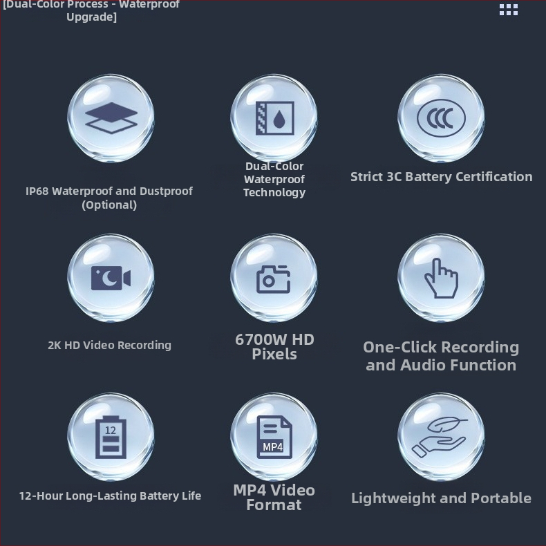 Policajná kamera na nosenie na tele - Nočné videnie 2K, predné hrudné uchytenie, prenášateľný infrazáznam