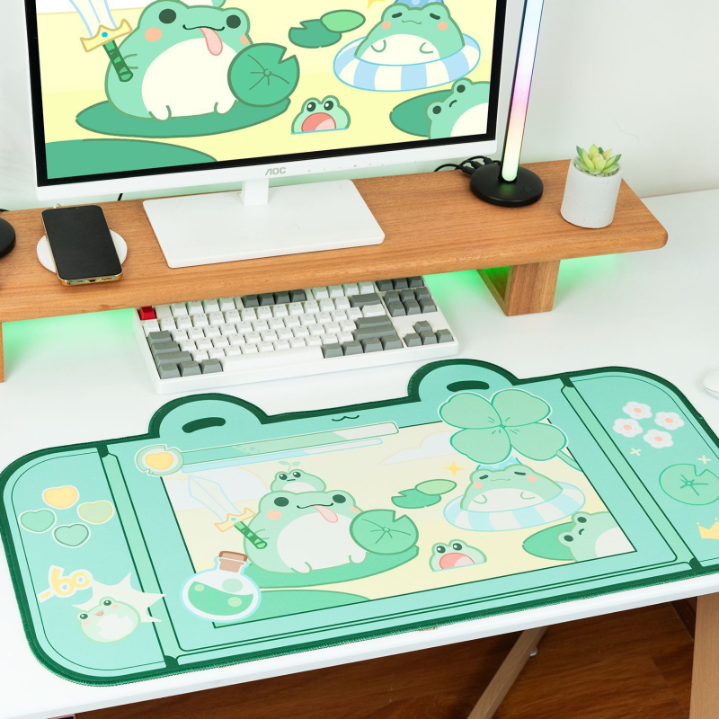 Gaming podloga za miš, velika jednostrana podloga za stol, s dizajnom Cartoon Cherry Blossom Rabbit Bear, za igru i ured