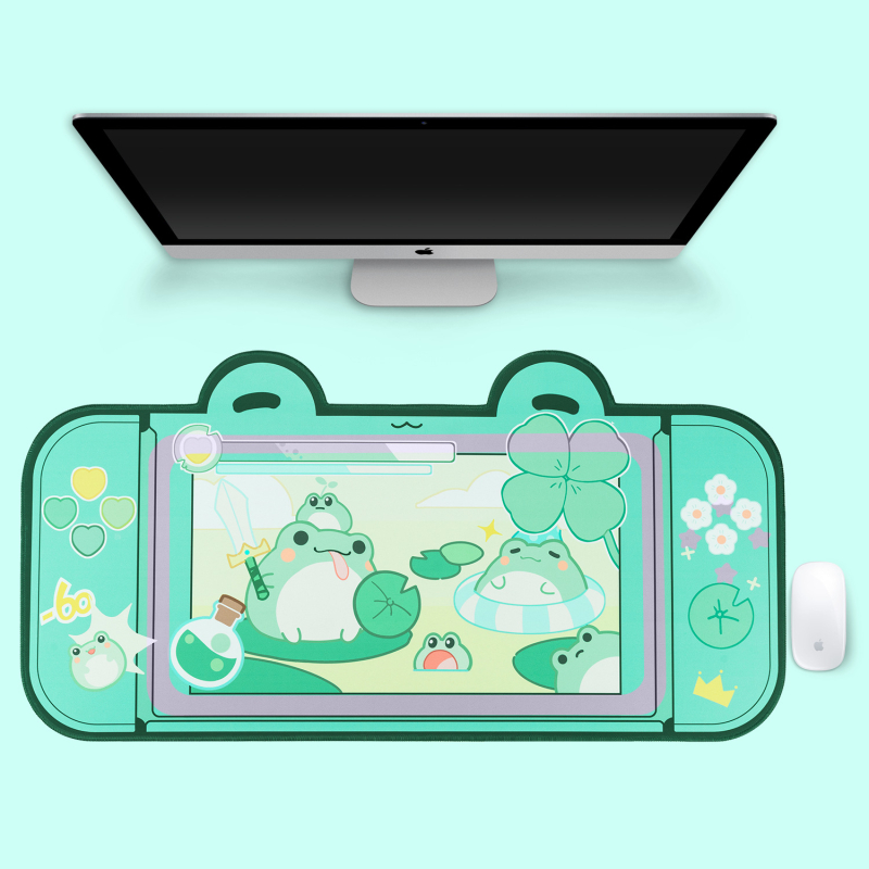 Gaming podloga za miš, velika jednostrana podloga za stol, s dizajnom Cartoon Cherry Blossom Rabbit Bear, za igru i ured