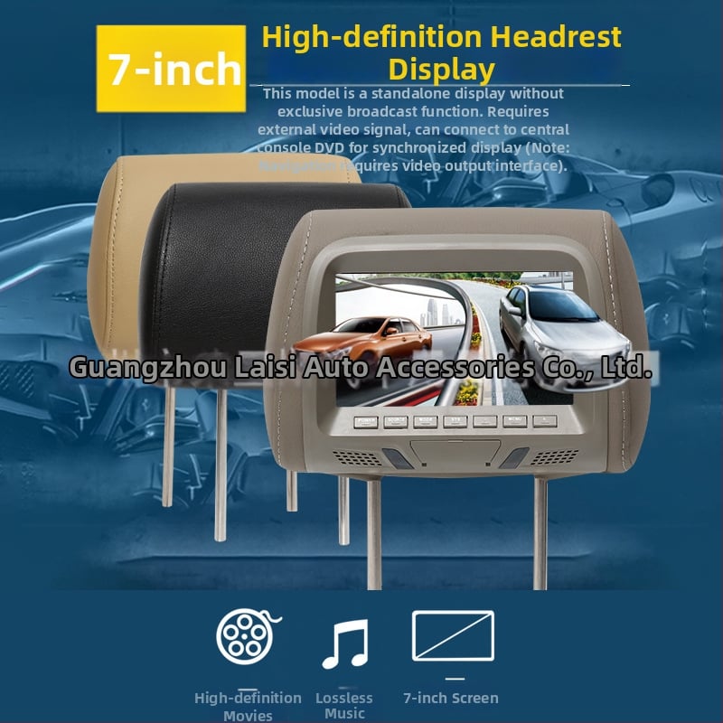 Automobilio galvos atramos ekranas su LCD, AV1/AV2 įvestys, 800x480 raiška, modelis YL-733