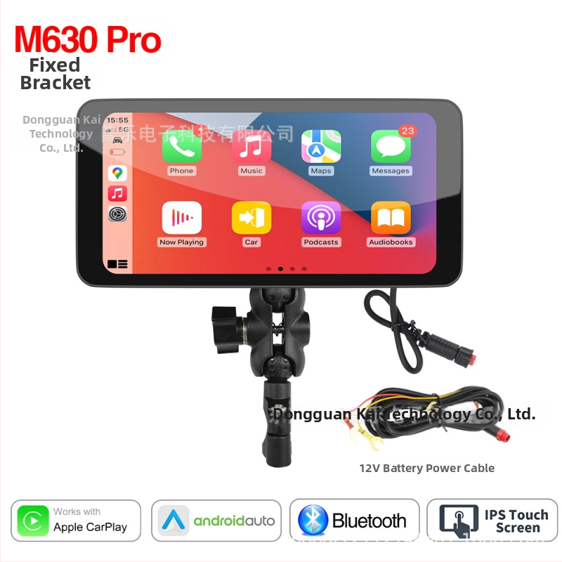 Eemaldatav mootorratta GPS-navigaator CarPlay ja videoregistriga, mudel M630pro, lahutus 1560x720, 150° kaadri vaatenurk, kuni 64GB SD-kaart, 12V sisend