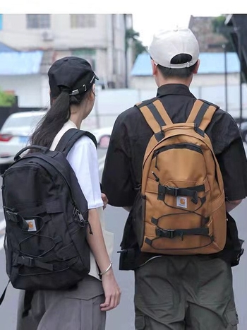 Carha batoh s veľkou kapacitou pre mužov aj ženy, 56–75 L, plátno, odolný voči oderu, priehradka na 15-palcový notebook, vzor s písmenami