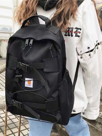 Carha batoh s veľkou kapacitou pre mužov aj ženy, 56–75 L, plátno, odolný voči oderu, priehradka na 15-palcový notebook, vzor s písmenami