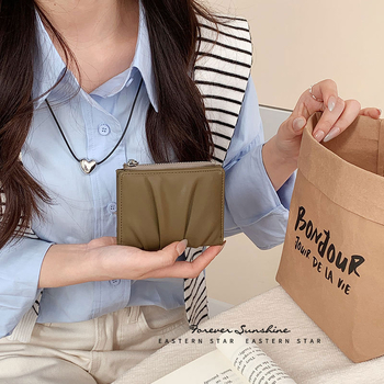 Držač kartica s plisiranim dizajnom, s više pretinaca za kartice, PU materijal, gradski minimalistički stil