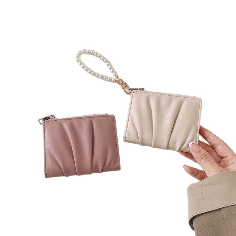 Držač kartica s plisiranim dizajnom, s više pretinaca za kartice, PU materijal, gradski minimalistički stil