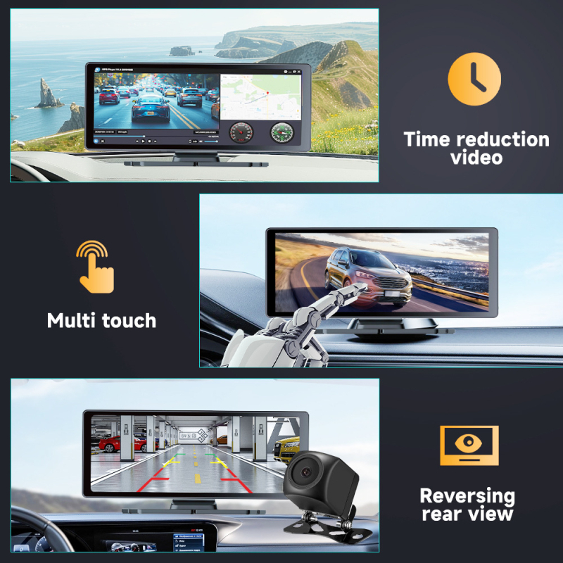 Bežični CarPlay GPS navigacijski uređaj za auto s FM transmiterom i 1080p dash cam