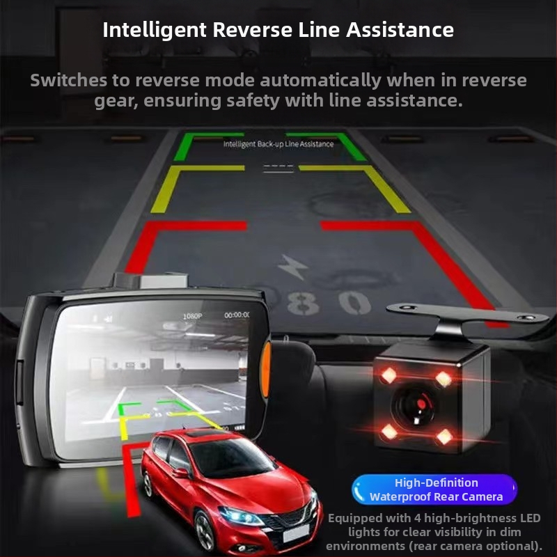 G30 HD dash cam s dvostrukom kamerom naprijed i natrag, 170° kut snimanja, otvor F2.0, 1080p, 2.4 inčni zaslon