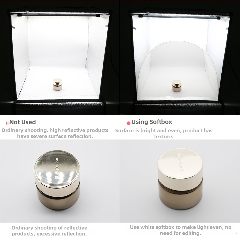 Soft Light fotografijos rinkinys su difuzine medžiaga, šviesos dėžute ir difuziniu popieriumi – spot šaltinis produktų fotografijai