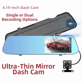 Auto zrkadlový videoregistrátor s predným a zadným záznamom, 1080p, 170° široký uhol, nočné videnie, cyklický záznam