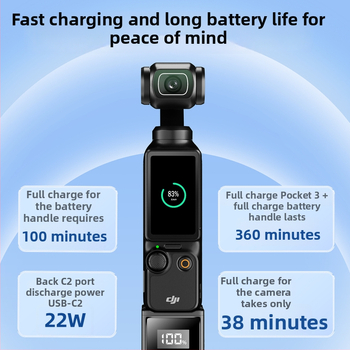 DJI Pocket 3 Batériová rukoväť 5000mAh, 22W Rýchle nabíjanie, 3C Certifikovaný