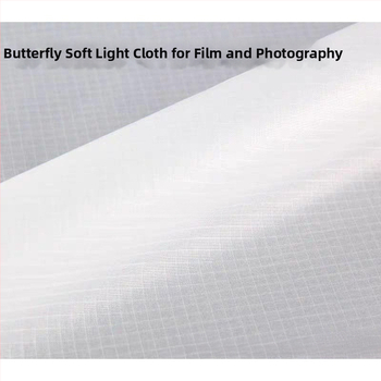 Poliesterinis baltas fono studijinei fotografijai – permatomas audinio fonas su drugelių motyvu