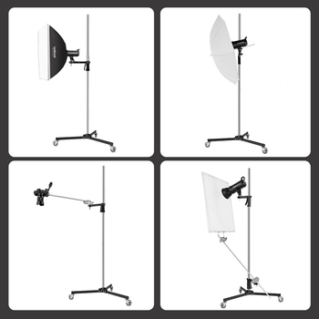 Stojan na svetlo s rukoväťou pištoľou, nerezová oceľ, nosnosť 2–5 kg, multifunkčný stojan pre fotografovanie a živé vysielanie