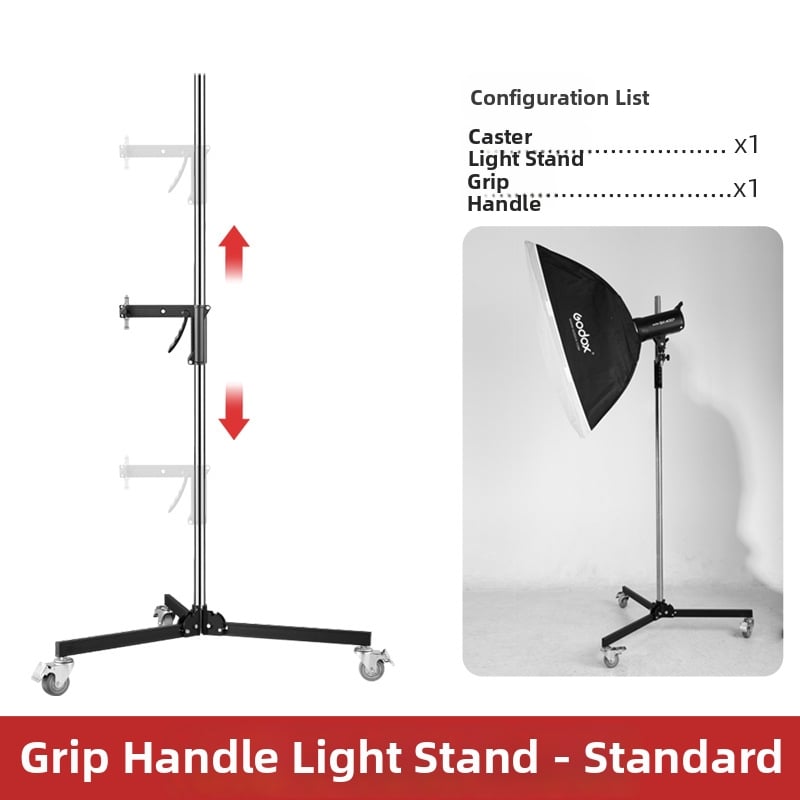 Stojan na svetlo s rukoväťou pištoľou, nerezová oceľ, nosnosť 2–5 kg, multifunkčný stojan pre fotografovanie a živé vysielanie