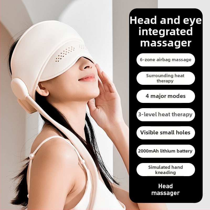 Κράνος μασάζ κεφαλής και ματιών με αεροπίεση, επαναφορτιζόμενος, έλεγχος με κουμπί, 3 ρυθμίσεις, μοντέλο HD-01