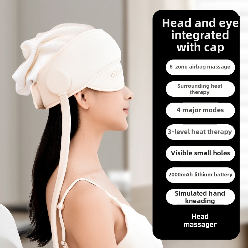 Κράνος μασάζ κεφαλής και ματιών με αεροπίεση, επαναφορτιζόμενος, έλεγχος με κουμπί, 3 ρυθμίσεις, μοντέλο HD-01