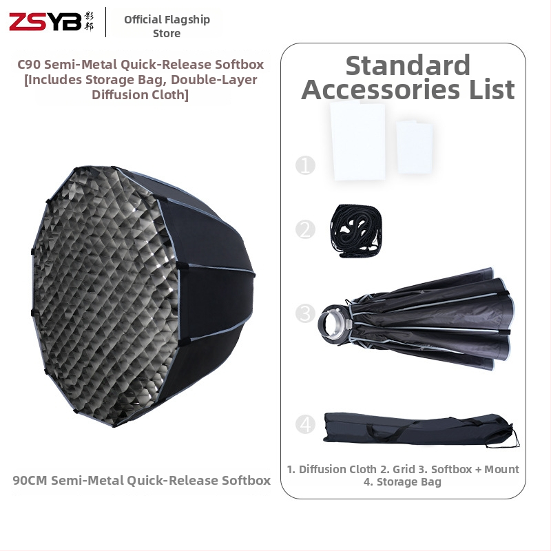 Softbox s mriežkou pre osvetlenie Godox, hlboký parabolický dizajn, rýchla inštalácia, konštrukcia z hliníkovej zliatiny, nosnosť 2–5 kg