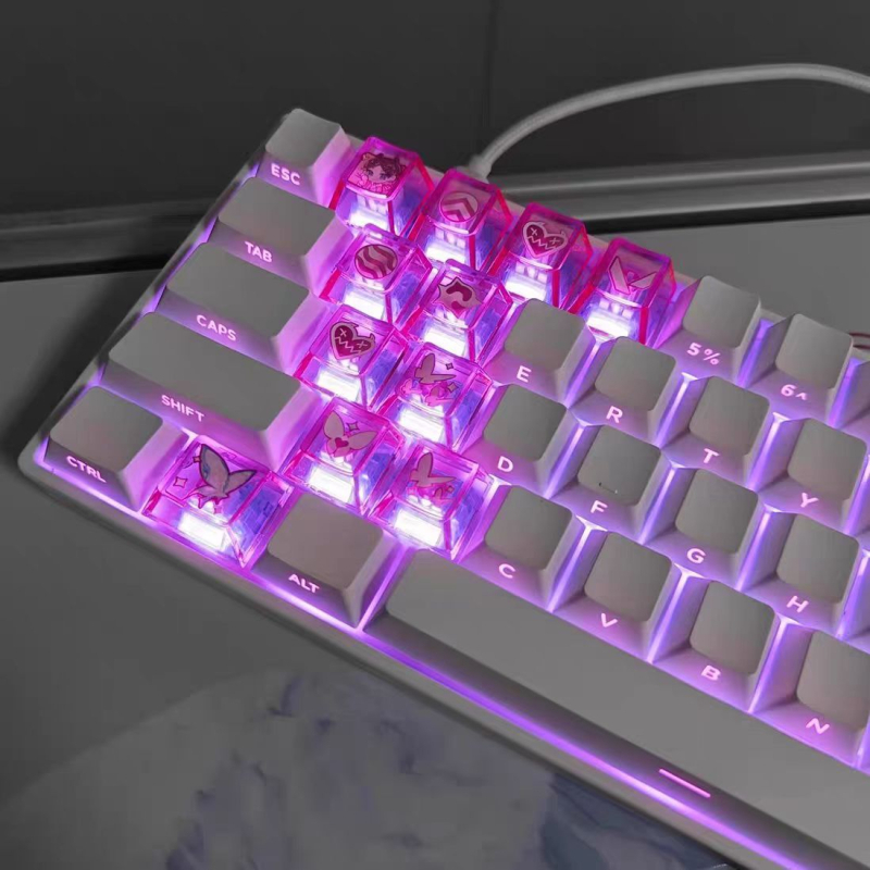 Náhradné krytky klávesov pre Wooting/ATK herné klávesnice, 11 klávesov, priehľadný PC materiál, univerzálna kompatibilita