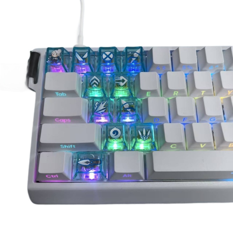 Náhradné krytky klávesov pre Wooting/ATK herné klávesnice, 11 klávesov, priehľadný PC materiál, univerzálna kompatibilita