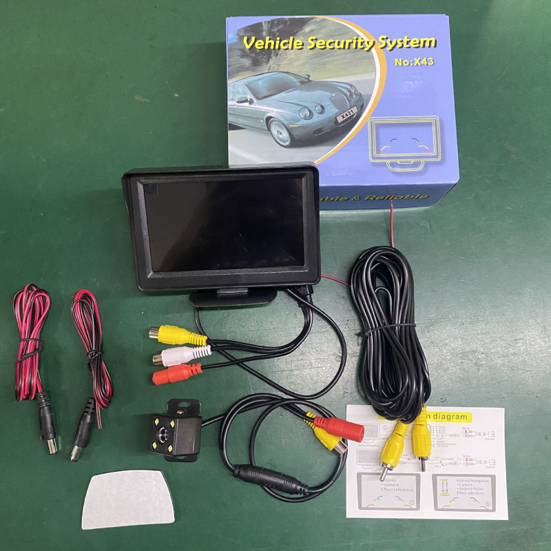 Afișaj pentru mers înapoi în mașină cu ecran LCD, rezoluție 480x272, intrare AV, cameră pentru mers înapoi inclusă