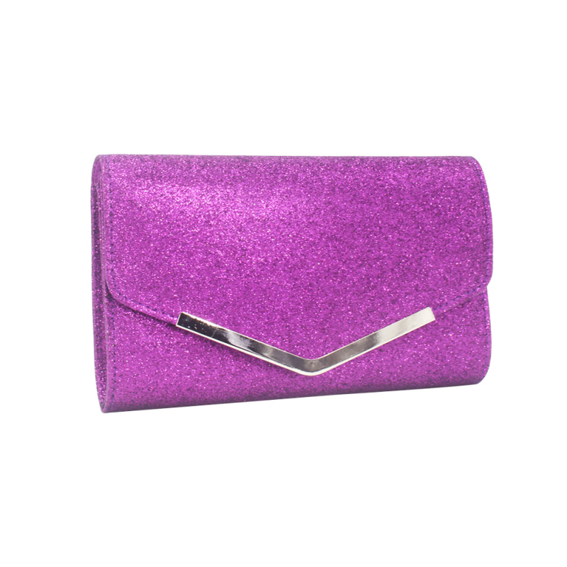 Geantă de seară cu lanț PVC, formă orizontală pătrată, închidere magnetică, căptușeală poliester, buzunar pentru ID