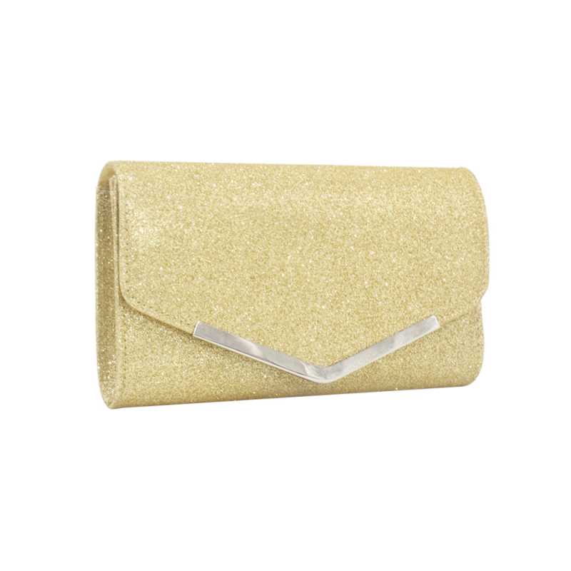 Geantă de seară cu lanț PVC, formă orizontală pătrată, închidere magnetică, căptușeală poliester, buzunar pentru ID