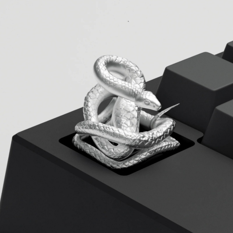 Capă metalică pentru taste pentru tastatură, tijă cruciformă, model Totem, design artă de nișă — Cadou de Anul Nou