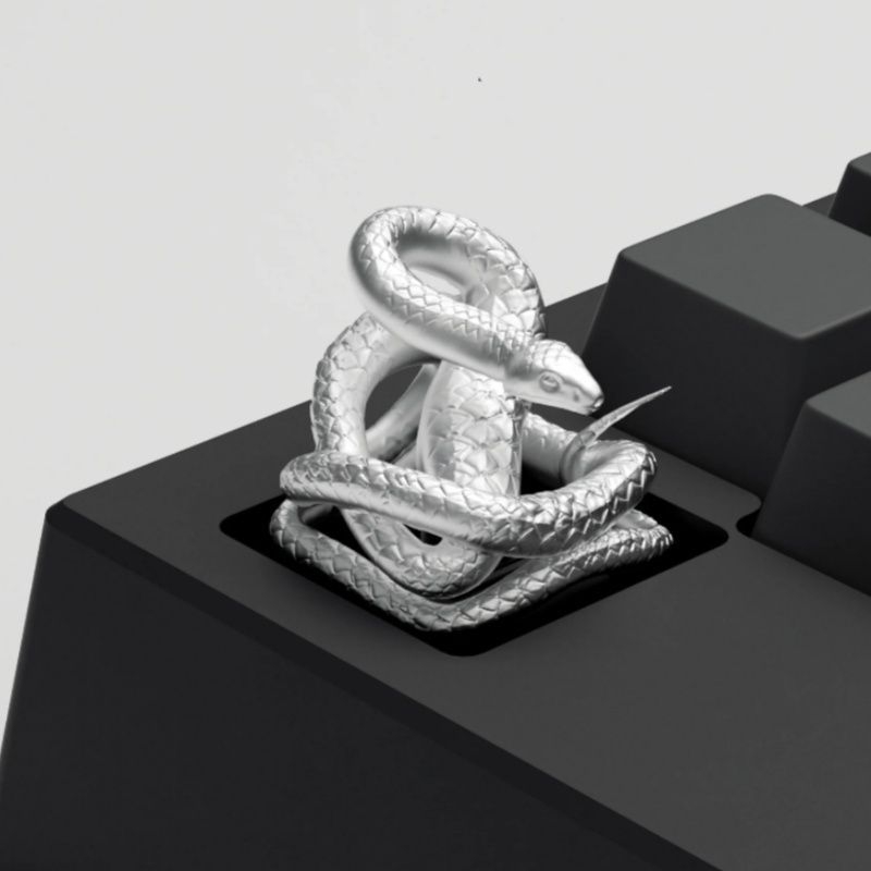 Capă metalică pentru taste pentru tastatură, tijă cruciformă, model Totem, design artă de nișă — Cadou de Anul Nou