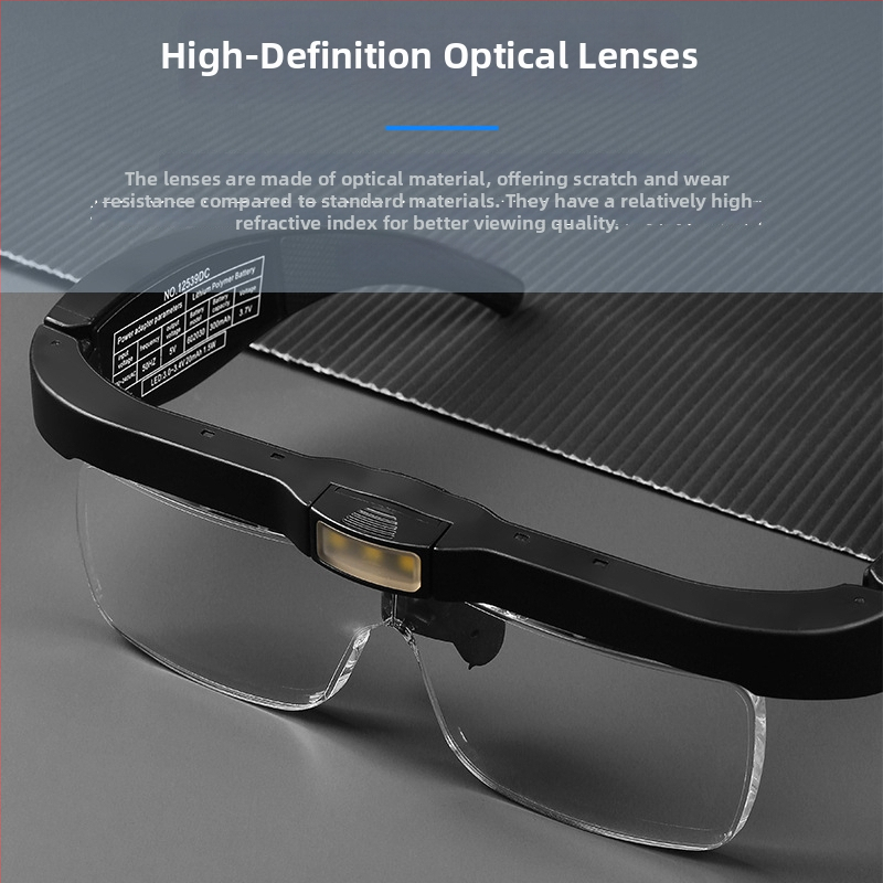 Sun Fire ochelari lupă pentru citit cu iluminare, USB reîncărcabil, 5 lentile cu măriri (0.75x, 1.25x, 2x, 3x, 4x) pentru citit, lucru manual și reparații ale dispozitivelor