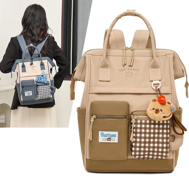 Női nylon hátizsák, kapacitás 20-35L, 14 hüvelykes laptophoz, légáteresztő, görbe vállpántok