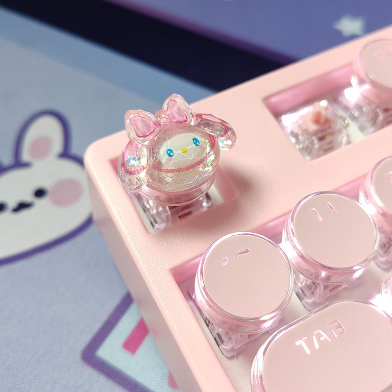 Sada krytov pre numerickú klávesnicu pre mechanickú klávesnicu – priehľadný krištálový dizajn s bodovým motívom, káblové pripojenie, bez podsvietenia