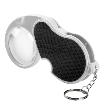 5x összecsukható kulcstartó nagyító 2 LED-del – idősek olvasásához és utazáshoz