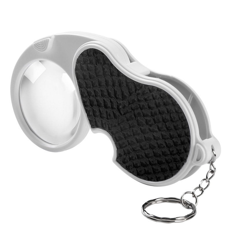 5x összecsukható kulcstartó nagyító 2 LED-del – idősek olvasásához és utazáshoz