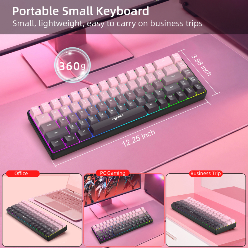 Gaming tipkovnica s 68 tipkama, žično membranska, RGB pozadinsko osvjetljenje, kabel duljine 1,7 m