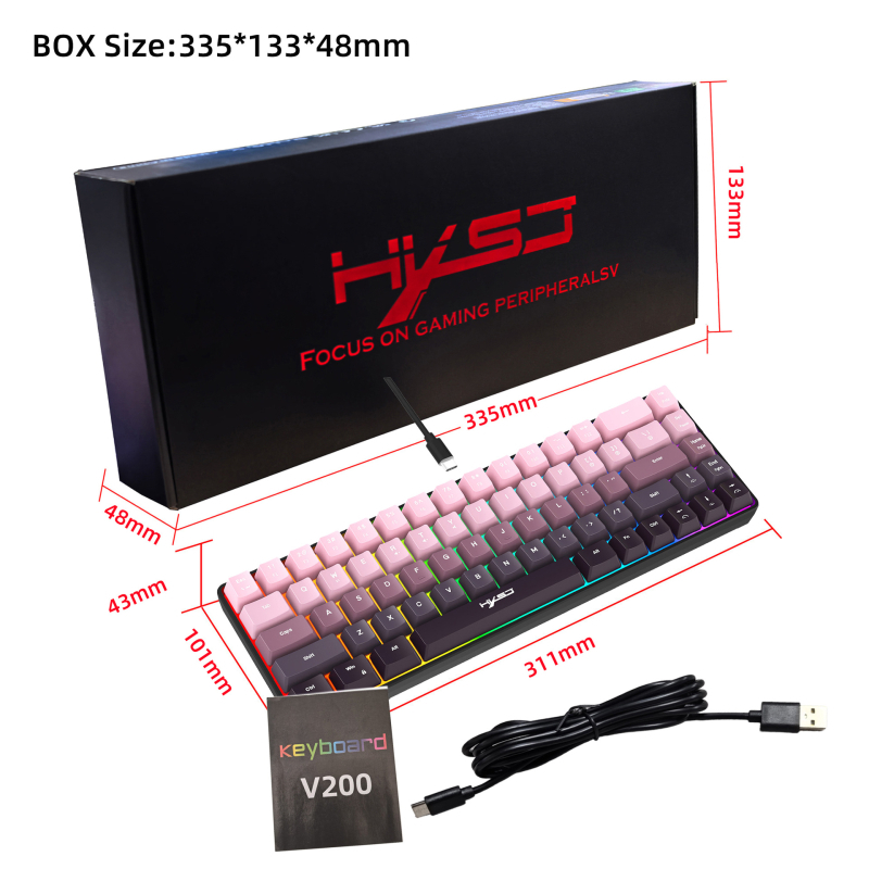 Gaming tipkovnica s 68 tipkama, žično membranska, RGB pozadinsko osvjetljenje, kabel duljine 1,7 m