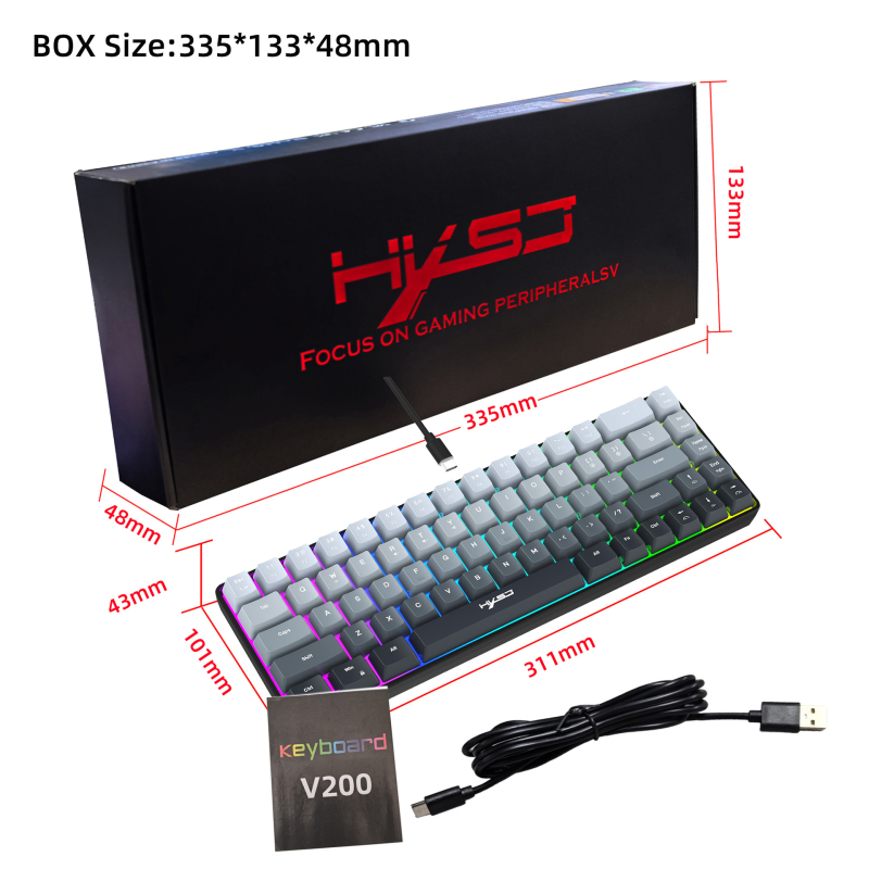 Gaming tipkovnica s 68 tipkama, žično membranska, RGB pozadinsko osvjetljenje, kabel duljine 1,7 m