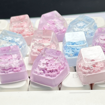 Caurspīdīga ķiršu ziedu atslēgas vāciņa, rokdarbs, saderīga ar krustsviras mehānisko tastatūru, bezvadu, logotipa drukāšana iespējama, modelis 89h, zīmols Kk-cokio, 1 gab.