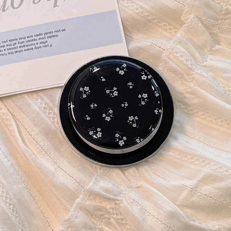 Crni magnetski držač za telefon s cvijetom, MagSafe, snažno magnetsko prianjanje, korejski stil, elegantan dizajn