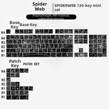 Set kláves PBT pre mechanickú klávesnicu, profil Cherry originálnej výšky, bočné gravírovanie, sublimácia, 130 kláves