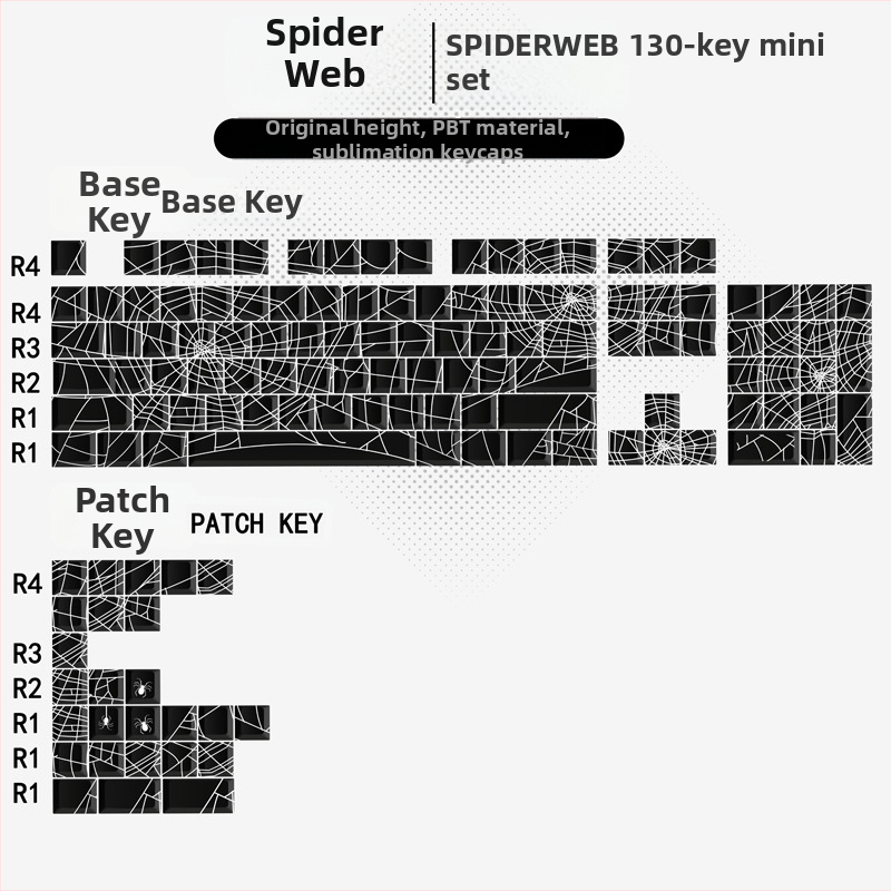 Set kláves PBT pre mechanickú klávesnicu, profil Cherry originálnej výšky, bočné gravírovanie, sublimácia, 130 kláves