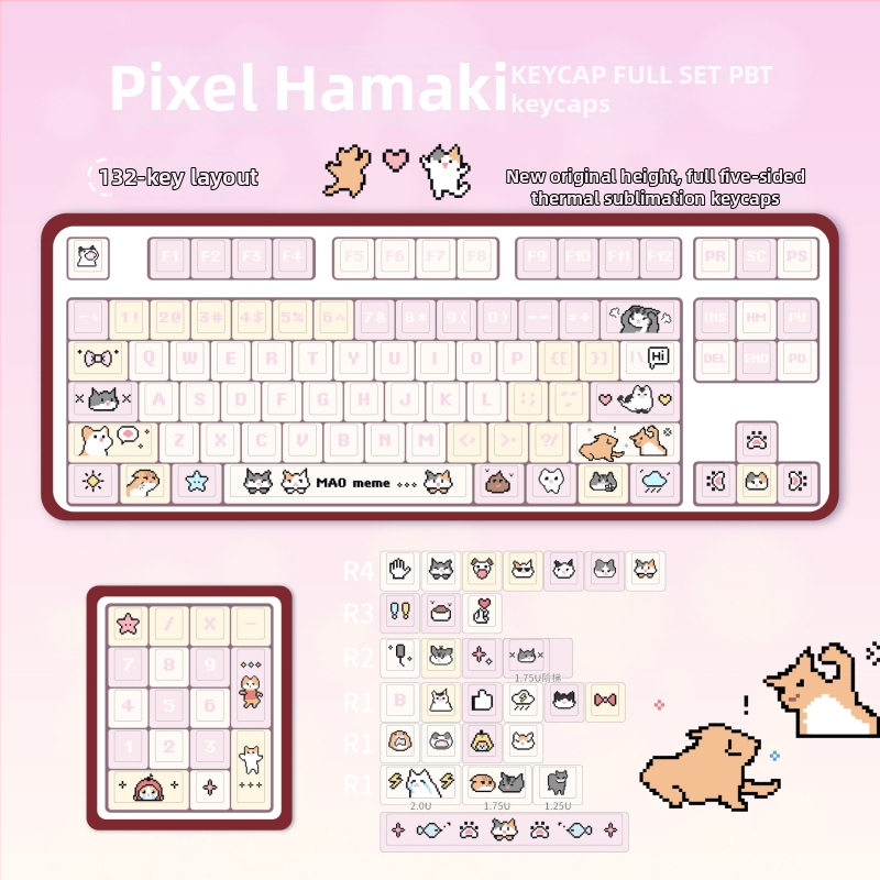 Hakimi Pixel Keycap pre herné klávesnice - Materiál: PBT, Sublimačná tlač, Kompatibilné s AKKO, Žiadne podsvietenie