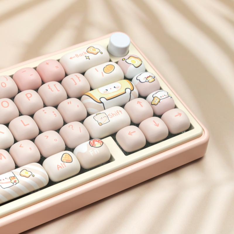 Set capace taste MOG Steamed Bread Bear – PBT sublimare termică, 98+ taste, compatibilitate universală, spacebar 7U împărțit