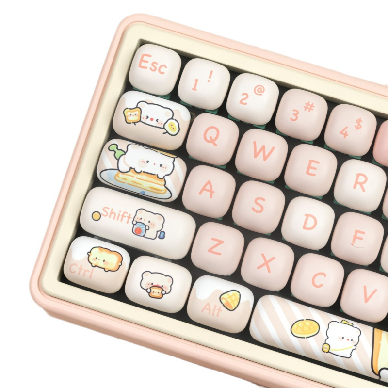 Set capace taste MOG Steamed Bread Bear – PBT sublimare termică, 98+ taste, compatibilitate universală, spacebar 7U împărțit