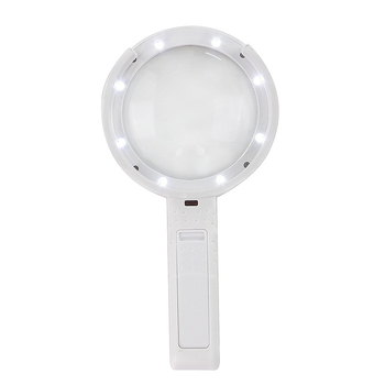 Sklopiva ručna lupa s 8 LED, USB napajanje, 10x povećanje, HD čitanje