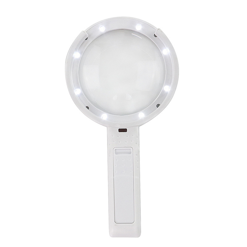 Sklopiva ručna lupa s 8 LED, USB napajanje, 10x povećanje, HD čitanje