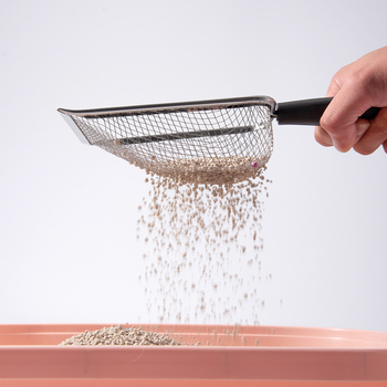 Лопатка за котешки тоалет с фини дупки, издръжлива метална конструкция