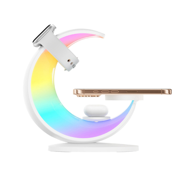 Φωτιστικό σεληνόφωτο με ασύρματη φόρτιση – διακοσμητικό νυχτερινό φως κομοδίνου, αλλάζει χρώματα, προσαρμόσιμο (Μοντέλο JILV, 15W QC3.0)